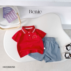 Set bộ polo Lá cờ Độc lập Việt Nam áo polo đỏ kèm quần short cho bé trai size 9 tới 25kg BERNIE H0226B25Đ