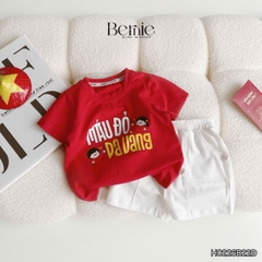 Set bộ cộc tay cho bé trai áo thun họa tiết người Việt nam kèm quần short size 9kg đến 28kg BERNIE H0226B22Đ 