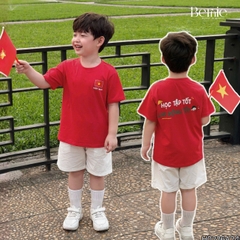 Áo thun áo Cờ đỏ sao vàng Việt Nam chất cotton tay ngắn unisex cho bé trai bé gái size 9 tới 28kg BERNIE H0226A24Đ