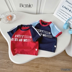Set bộ thể thao cộc tay raplang phối màu họa tiết Everything và quần short bé trai size 9 tới 25kg BERNIE H1125B42