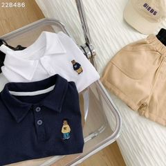 Set đồ bộ Polo tngắn tay cho bé trai áo thun cotton quần kaki vintage hàn quốc 1 đến 7 tuổi Bernie kids