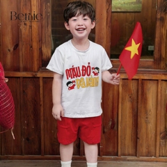 Set bộ cộc tay cho bé trai áo thun họa tiết người Việt nam kèm quần short size 9kg đến 28kg BERNIE H0226B22Đ 
