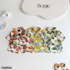 Set sơ mi đũi đi biển unisex cho bé trai bé gái họa tiết summer size 9 tới 25kg BERNIE T0325B26