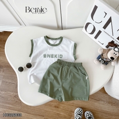 Set bộ cotton áo thun tanktop BNE KID kèm quần short cho bé trai đi chơi đi học size 9 đến 28kg BERNIE H0326B33