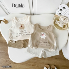 Set đồ ba lỗ bé trai Cún nhỏ tinh nghịch phong cách hàn quốc kèm quần size 9 tới 25kg BERNIE H0126B15