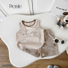 Set bộ ba lỗ cho bé trai in tràn động vật ngộ ngĩnh kèm quần short size 9 tới 25kg BERNIE H0226B30