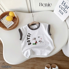 Set bộ bé trai áo tanktop họa tiết Boys phong cách hàn quốc kèm quần short size 1 tới 7 tuổi BERNIE T0226B10