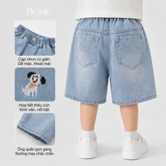  Quần short quần jean thêu Cún dễ thương cho bé trai đi chơi đi học size 11kg tới 28kg BERNIE KIDS T0326Q15