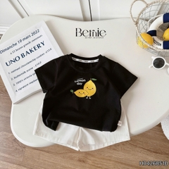 Set bộ tay ngắn unisex cho bé trai áo thun họa tiết Lemon day kèm quần short kaki size 9 đến 25kg BERNIE H0426B51Đ