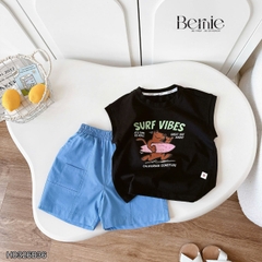 Set bộ unisex cho bé trai bé gái áo thun tanktop Style kèm quần short đi chơi đi biển size 1 tới 7 tuổi BERNIE H0326B36