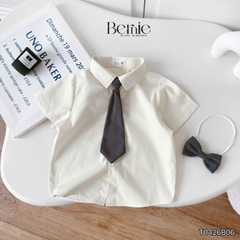 Set bộ vest gile Quý tộc cho bé trai áo sơ mi tay ngắn phối gile kèm quần và nơ cà vạt 9 tới 25kg BERNIE T0426B06