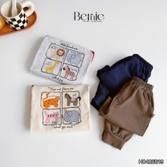Set bộ dài tay cho bé trai áo thun raplang phối màu họa tiết Puppy kèm quần dài size 9 tới 26kg BERNIE H0426B19