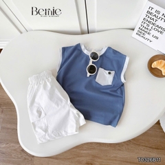 Set bộ tanktop cho bé trai áo thun túi lệch cá tính kèm quần short đi chơi đi học size 9 tới 28kg BERNIE T0326B11
