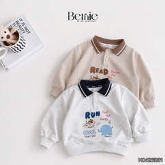 Set bộ dài tay cho bé trai áo polo cổ dệt Lucky Stories phối quần dài kẻ sọc size 11 tới 28kg BERNIE H0426B31