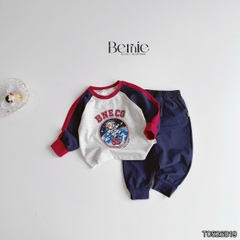 Set bộ dài tay áo thun raplang phối màu Space Dog kèm quần dài cho bé trai size 9 tới 25kg BERNIE T0526B19