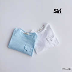 Áo thun áo phông tay dài chất cotton xược màu trắng màu xanh unisex cho bé trai bé gái size 9 tới 24kg BERNIE SIRI 6379ADK