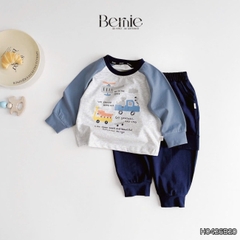 Set bộ dài tay áo thun raplang phối màu Little Riders kèm quần dài cho bé trai size 9 tới 25kg BERNIE H0426B20