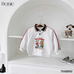 Set bộ polo unisex cho bé trai bé gái áo polo tay dài họa tiết Hello Buddies kèm quần dài size 9 tới 28kg BERNIE T0426B10