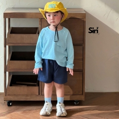 Áo thun áo phông tay dài chất cotton xược màu trắng màu xanh unisex cho bé trai bé gái size 9 tới 24kg BERNIE SIRI 6379ADK