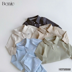 Set bộ dài chất thun cotton áo polo thêu ngựa kèm quần dài cho bé trai size 9 tới 25kg BERNIE H0726B35