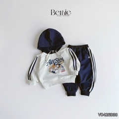 Set bộ thể thao áo hoodie bóng chày tay dài phối màu kèm mũ và quần dài cho bé trai 11 tới 28kg BERNIE V0426B38