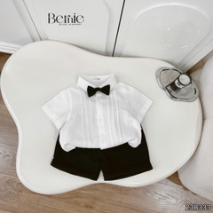 Set sơ mi ngắn tay bé trai công tử có nơ mặc thôi nôi sinh nhật sự kiện 1 đến 7 tuổi BERNIE