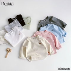 Áo thun cổ tròn áo cotton bozip thu đông dài tay thêu cún nhiều màu cho bé trai bé gái size 9 đến 25kg BERNIE H0826A02