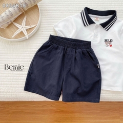  Set bộ thun polo cổ dệt tay ngắn cho bé trai họa tiết in chữ kèm quần short kaki size 1 đến 7 tuổi BERNIE 0824B15