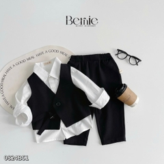 Set đồ vest gile dài công tử cổ V 3 chi tiết phong cách hàn quốc cho bé trai 1 đến 7 tuổi Bernie 0824B51
