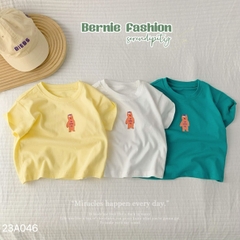 Áo phông cộc tay trơn cho bé trai bé gái unisex ngắn tay cotton màu trắng vàng 1 đến 7 tuổi BERNIE