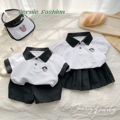 Set độ đồ thun Polo ngắn tay cho bé trai bé gái đồng phục BERNIE thủy thủ quần short chân váy xếp ly 8-30kg H0924B04