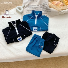 Bộ đồ sơ mi gió dài tay áo khoác gió thể thao quần dài cho bé trai bé gái có khóa kéo 1 đến 7 tuổi BERNIE Kids