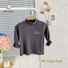 Áo phông cố lọ cao 3 phân dài tay basic cho bé trai bé gái thun cotton tăm 1 đến 7 tuổi BERNIE kids