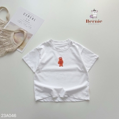 Áo phông cộc tay trơn cho bé trai bé gái unisex ngắn tay cotton màu trắng vàng 1 đến 7 tuổi BERNIE