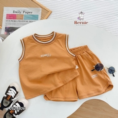 Set bộ thun ba lỗ phối viền cổ và tay Iconicboy kết hợp quần ngắn cho bé trai phong cách thể thao size 1 đến 7 tuổi BERNIE 0124B06