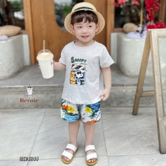 Set bộ thun tay ngắn set đi biển họa tiết Snoopy bé trai mềm mại size 1 đến 7 tuổi BERNIE 0124B43