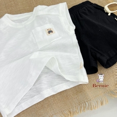 Bộ quần áo thun tanktop ba lỗ kèm quần kaki ngắn cho bé trai phong cách hàn quốc 1 tới 7 tuổi BERNIE