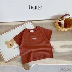 Áo phông tay ngắn thêu logo BERNIE phong cách hàn quốc bé trai 8 đến 25kg đi chơi đi học 0424A15