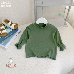 Áo thun cố lọ cao 3 phân dài tay basic bé trai bé gái chất thun cotton 1 đến 7 tuổi BERNIE 22A220