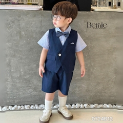 Set vest gile ngắn tay công tử hàn quốc túi khăn cho bé trai thôi nôi sinh nhật đi tiệc 1đến 7 tuổi BERNIE 0424B32