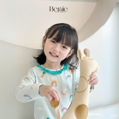 Set bộ dài thun dàì tay thu đông cotton họa tiết dễ thương viền bèo bé gái đi chơi đi học 1đến 7t BERNIE 0624B41
