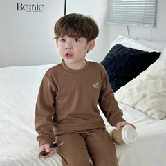 Set bộ thun  bozip dài tay thêu ngực cho bé trai phong cách hàn quốc size 1 đến 7 tuổi BERNIE 0724B04