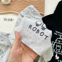 Set bộ thun dài tay robot phối tay kẻ có mũ cho bé trai bé gái đi chơi đi học 1 đến 7 tuổi BERNIE 0624B30