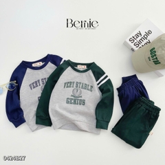 Set bộ thun dài tay raplang cotton da cá họa tiết in chữ thể thao cho bé trai 1 đến 7 tuổi BERNIE 0424B27