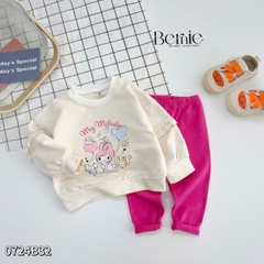Set bộ dài tay bèo quần legging họa tiết hoạt hình cho bé gái đi chơi đi học 1đến 7t BERNIE 0724B32