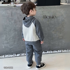 Set bộ thun dài tay thu đông cho bé trai bé gái dáng hoodie có mũ Bernie kids 1 đến 7 tuổi 0924B32