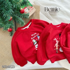 Áo noel màu đỏ áo phông dài tay giáng sinh cho bé trai bé gái 1 đến 7 tuổi BERNIE 0824A13