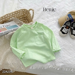 Áo phông trơn dài tay unisex cho bé trai gái BERNIE cotton xược mềm mại nhiều màu 8 đến 25kg 22A234