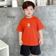 áo phông ngắn tay trơn cho bé trai bé gái, áo thun ngắn tay cotton màu trắng vàng xanh đen cam 1 đến 6 tuổi BERNIE 0424A11