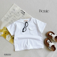 áo phông ngắn tay trơn cho bé trai bé gái, áo thun ngắn tay cotton màu trắng xanh nâu đen 1 đến 6 tuổi BERNIE 0424A14